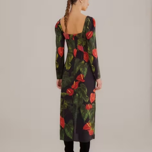 Black Anthurium Slit Midi Dress - Picture 3 of 4